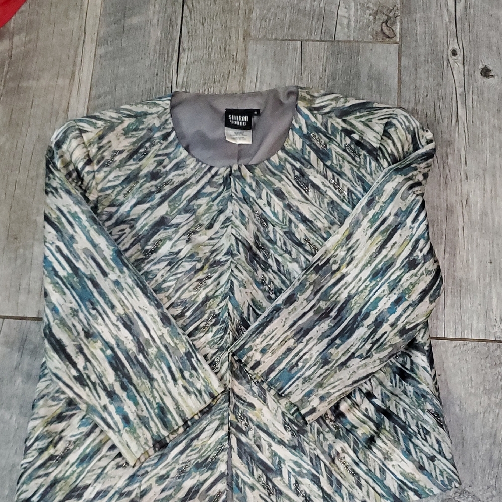 Sharon Young Abstract Blue and Green Jacket
